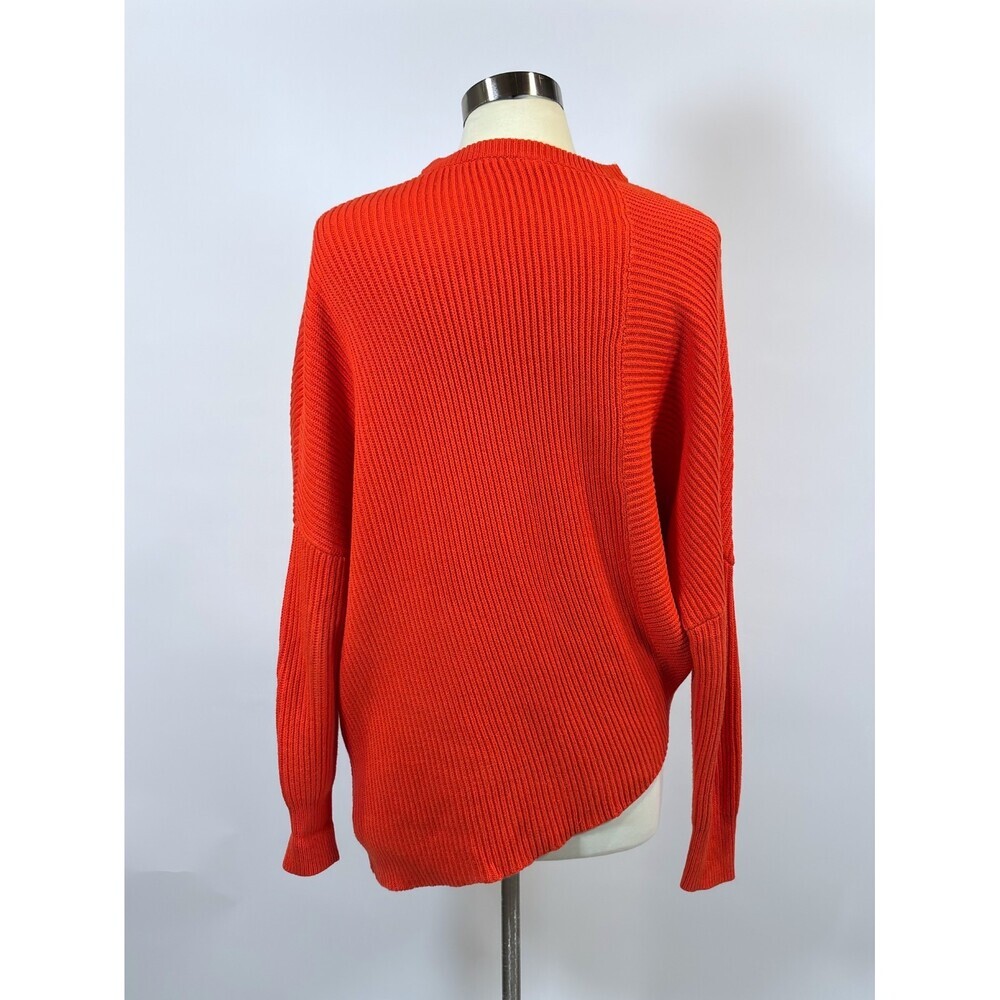 Free People Downtown Asymmetrical Hem Sweater Coral Red Knit - Small - Picture 3 of 7